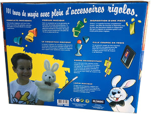Réalise des tours fantastiques comme la corde coupée en deux ou bien encore la pièce qui disparaît en compagnie d’une superbe marionnette avec sa baguette magique.  coffret jouet magie